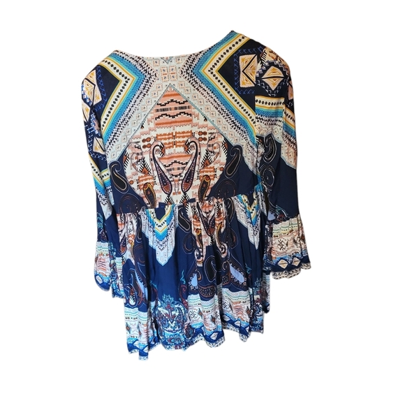 Umgee Boho Gypsy Peasant Babydoll Style Ruffled Sleeve Dress Size Large - Picture 3 of 7